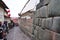 Hatun Rumiyoc street with Incan twelve angle stone in Cusco, Peru