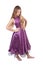 Haughty girl in violet dress