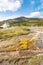 Haukadalur geyser area in Iceland in autumn