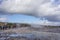 Haukadalur, Iceland: Visitors wait for the active Strokkur geyser to erupt