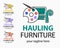 Hauling or restore furniture logo in four color mode. Fixing furniture vector sign. Leather and Fabric Upholstery emblem