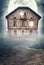 Haunted derelict old house. Halloween design