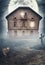 Haunted derelict old house. Halloween design