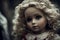 Haunted doll with blue eyes. paranormal photography