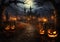 Haunted Halloween: A Spooky Scene of Pumpkins, Castles, and Lurk