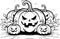 Haunted Harvest: Trendy Halloween Pumpkin Vector