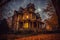 Haunted House: Creepy Victorian Mansion with Ghostly Apparitions. Generative Ai