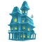 Haunted house in halloween on white background
