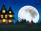 Haunted Nightfall: Full Moon and Creepy House Spectacle