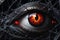 Haunting Gaze: Halloween-Themed Illustration of an Ominous Eye with Sable Sclera Peering Through Tangled Webs