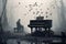 Haunting melody played on a dusty piano