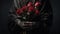 Haunting Portraits: A Dramatic Bouquet Of Red Roses On A Black Background