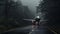 Hauntingly Beautiful Narrative A Large Airplane Walking On A Foggy Road