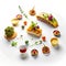 haute cuisine elements on white background