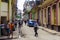 Havana colonial architecture. Street with people.