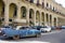 HAVANA, CUBA - 20 December 2016 : Old American cars are still a common sight in the backstreets of Havana, Cuba. Many are used as