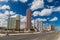 HAVANA, CUBA - FEB 21, 2016: Famous seaside drive Malecon in Havana. Skyline of Vedado neighborhood and Monument to the