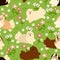 Havanese dog seamless pattern background with flowers. Cartoon dog puppy background. Hand drawn childish vector illustration.