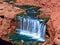 Havasupai Falls, pools, blue water, geological formation rock walls