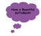 Have a beautiful Saturday greeting card. White background with purple bubbles. Simple set.