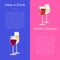 Have Drink Pair of Glasses Posters Set Elite Wine