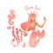 Have fun lettering with pink mermaid the sea life vector illustration isolated.