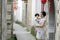 Have fun with monther, Chinese classic woman and baby in cheongsam