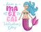 Have a megical Valentine`s Day - funny motivational slogan with beautiful mermaid girl.