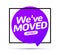 We have moved new office address icon location. Move change location announcement speaker concept