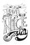 Have a nice day inscription - black and white lettering. Hand-drawn lettering composition with scroll and vintage text.