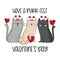 Have a purr-fect valentine\\\'s Day - hand drawn cats with hearts, funny greeting card for Valentine\\\'s Day.
