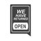 We have returned open speech bubble sticker isolated design silhouette icon