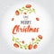 Have a very merry Christmas! Vector illustrated greeting card with cartoon red berries and decorative winter lettering