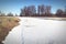 Havel river with footprints of nutria river rat in snow. Havell