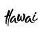 Hawai, text design. Typography poster. Usable as background. Modern brush calligraphy. Ink hand lettering. Vector