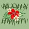 Hawaii aloha tropical flowers design colored