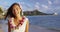 Hawaii - Beach girl smiling laughing cute, adorable and beautiful Waikiki Beach