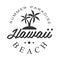 Hawaii beach, summer paradise logo template, black and white vector Illustration