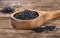 Hawaii black salt on wooden spoon