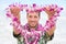 Hawaii Caucasian man with welcome Hawaiian lei