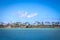 Hawaii coastline palm trees and blue ocean, tropical paradise, Background landscape