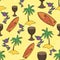 Hawaii cocktail seamless pattern yellow color