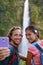 Hawaii couple tourists taking travel phone selfie