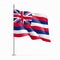 Hawaii federal state flag on flagpole waving in wind