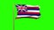 Hawaii flag waving in the wind. Green screen