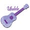 Hawaii national musical instrument. Modern purple ukulele on white background, vector illustration