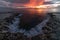 Hawaii Seascape Sunset, orange sky, landscape
