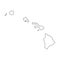 Hawaii, state of USA - solid black outline map of country area. Simple flat vector illustration