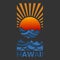 Hawaii sunset with waves