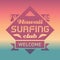 Hawaii Surfing club vintage label with waves. Surf Vector logo